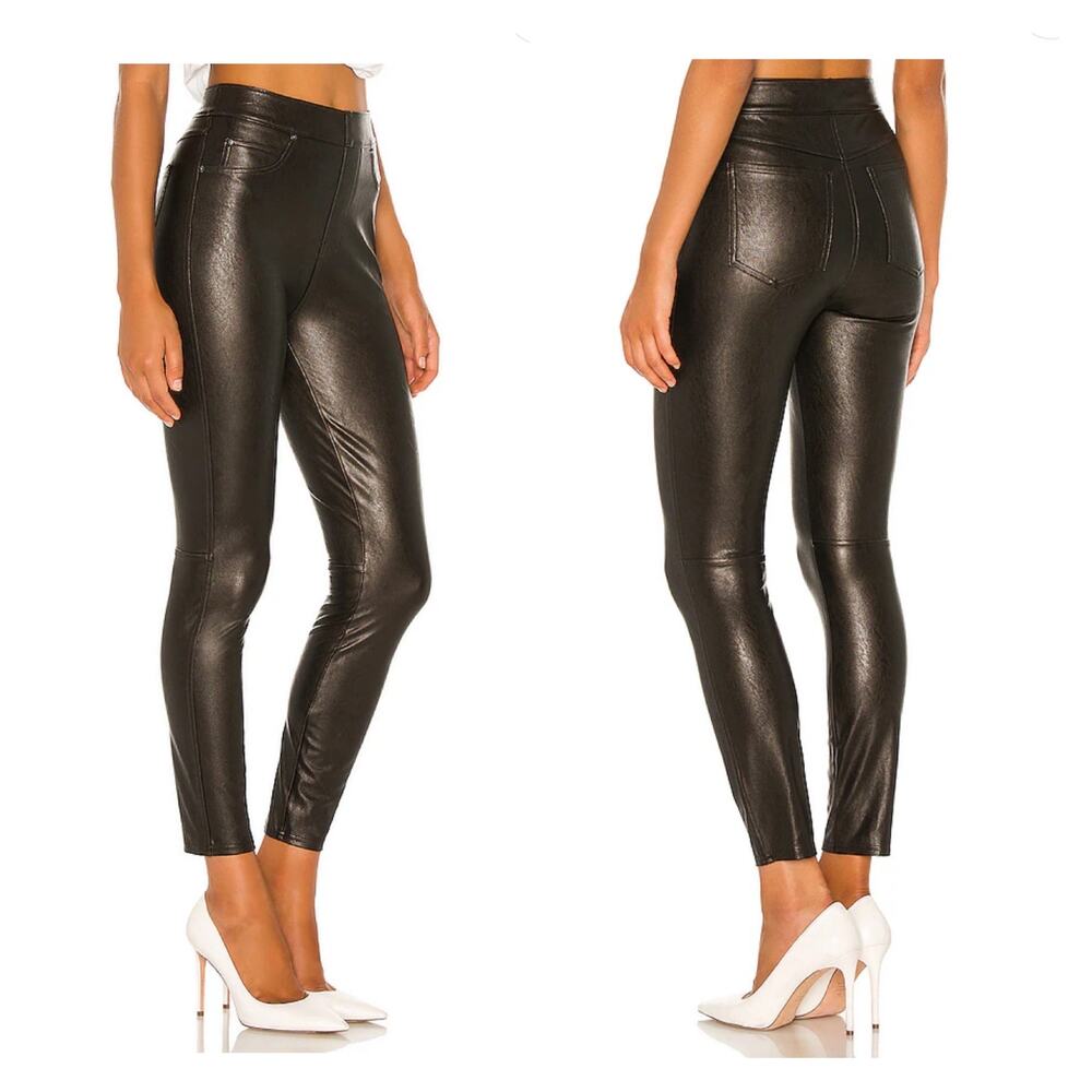 Spanx Luxe Black Leather Like Ankle Skinny Pants Sz.S
